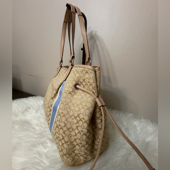 Coach Tan and Blue Shoulder Bag#F26130 - Picture 7 of 14